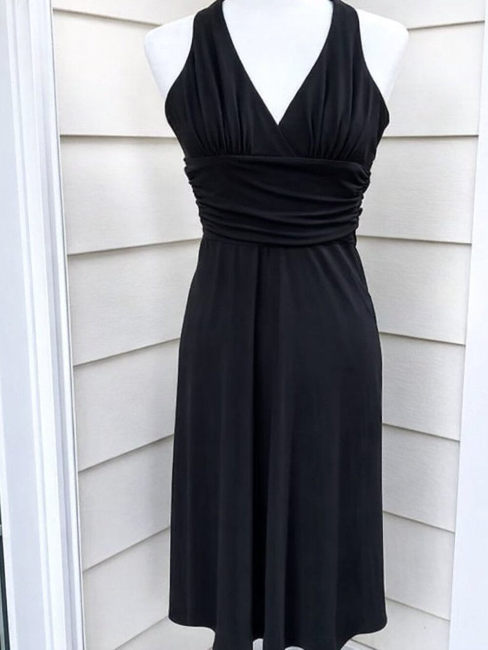 Laundry by Shelli Segal Black Ruched Bodice Day‑to‑Night Dress